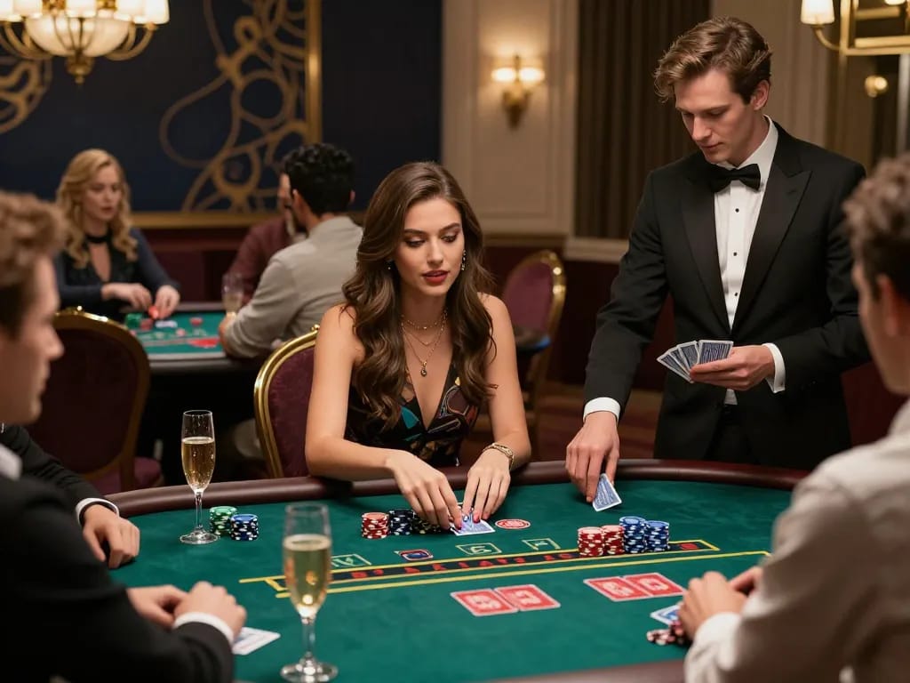 Exciting free credit baccarat scene with diverse players at a luxurious table enjoying the game.
