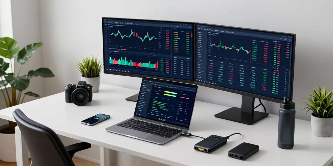 Funexchange platform showcased in a professional cryptocurrency trading workspace with live market analysis and secure digital wallets.