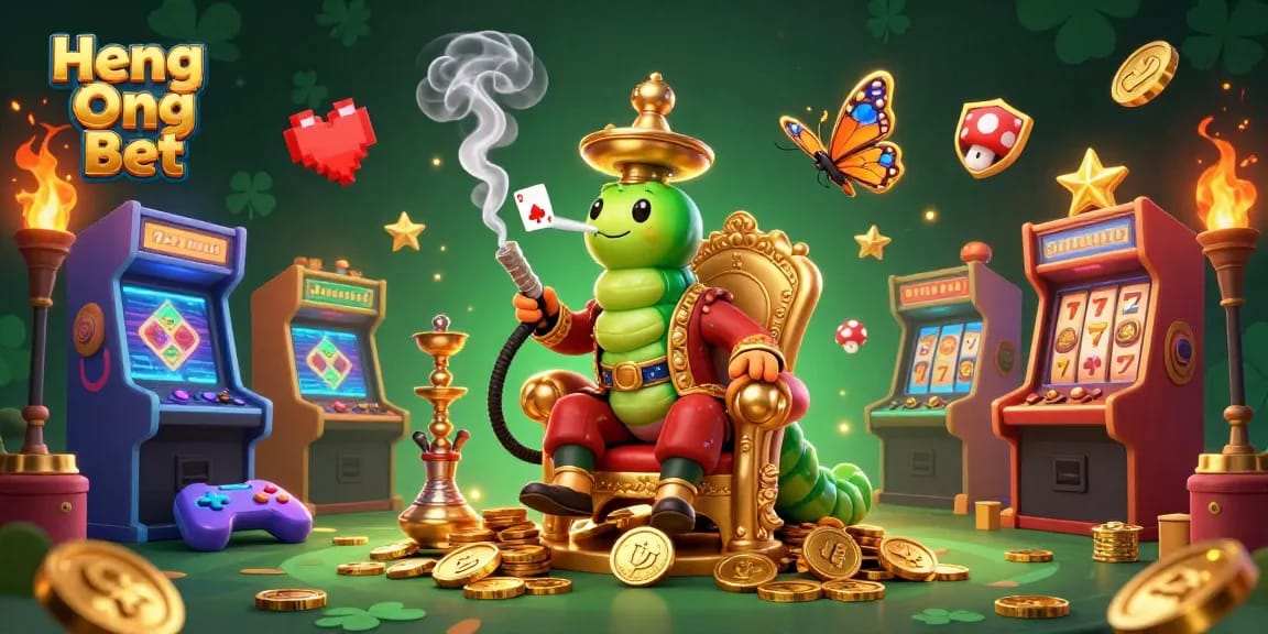 Experience high-stakes action with Heng Ong Bet in this vibrant casino-themed illustration.