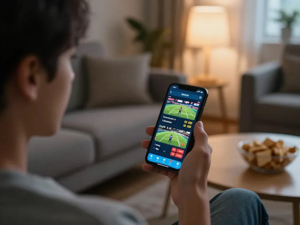 Engaging in online sports betting with ทางเข้า m116 on a mobile app, showcasing user excitement