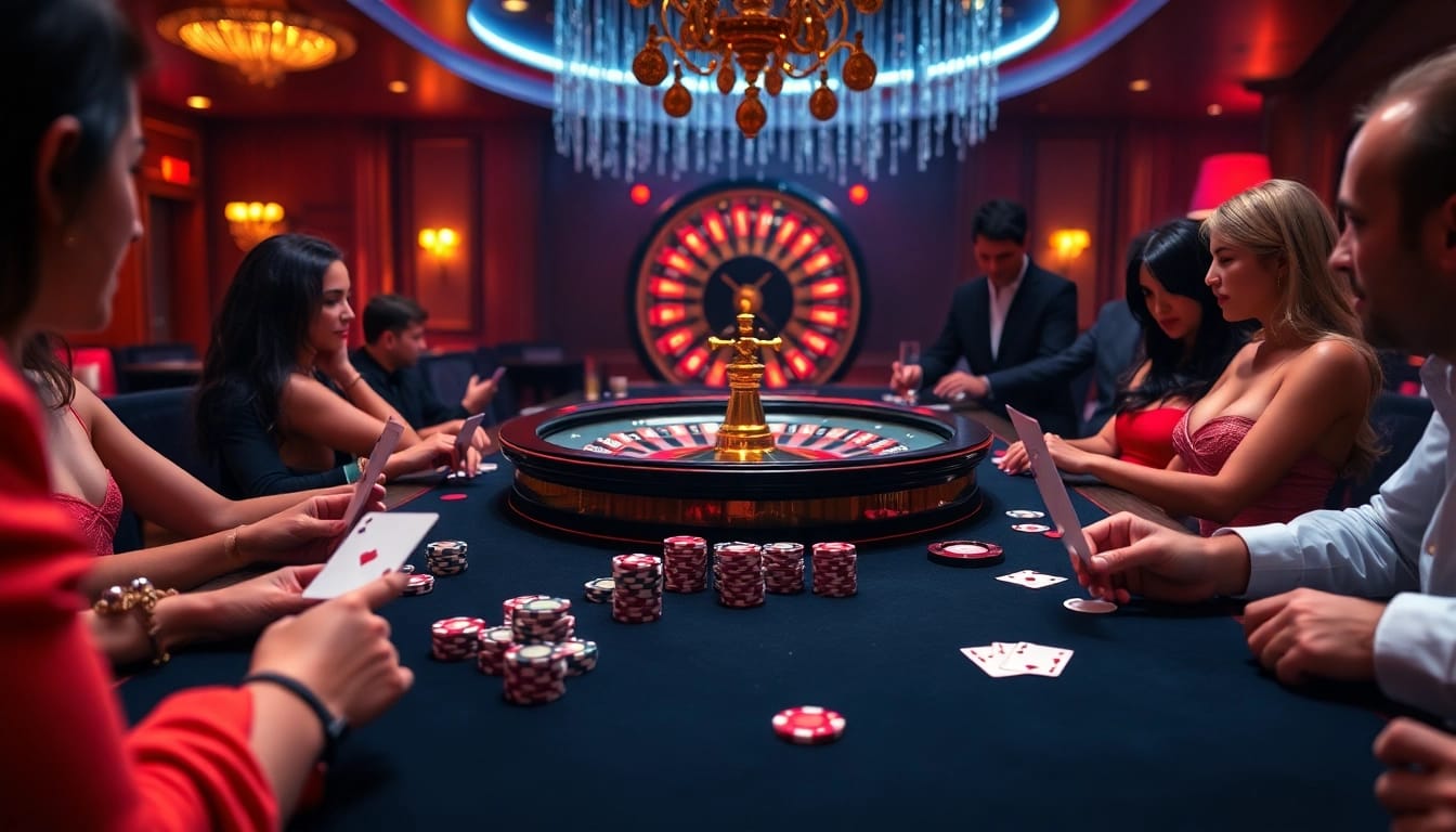 Intense poker action featuring players engaged in sex games-themed atmosphere.