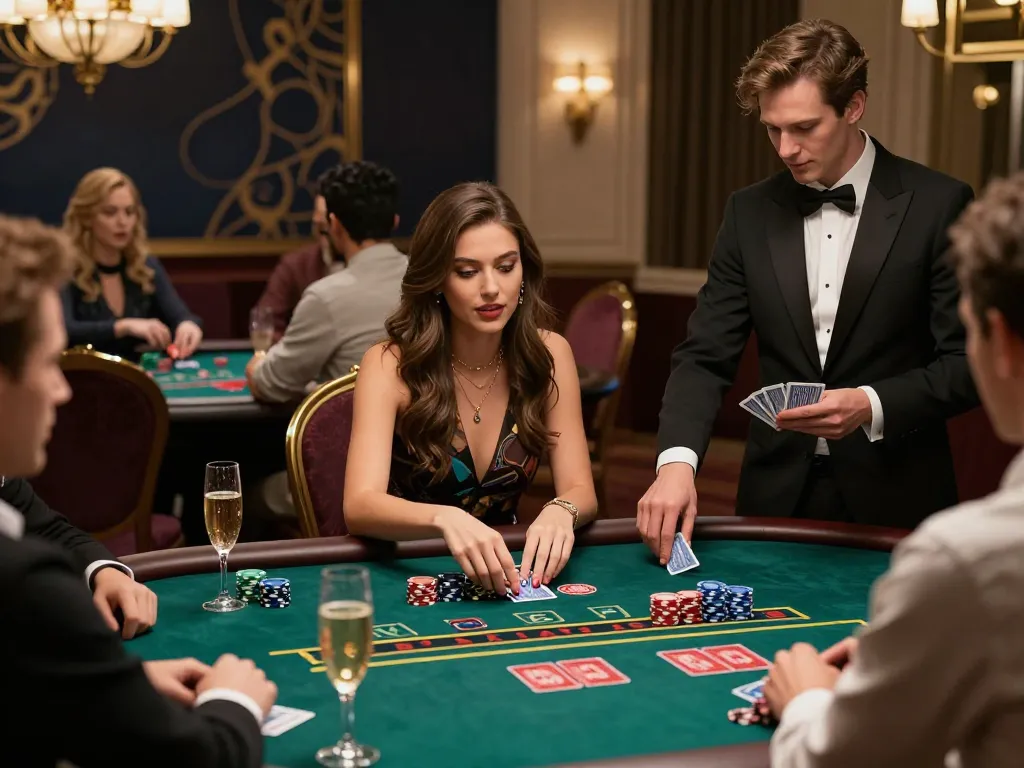 Exciting free credit baccarat scene with diverse players at a luxurious table enjoying the game.