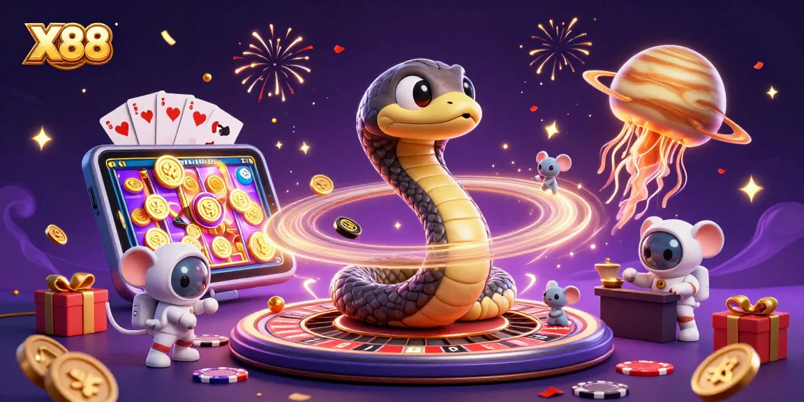 X88 players enjoy thrilling action at a cosmic casino with vibrant games and bonus features.