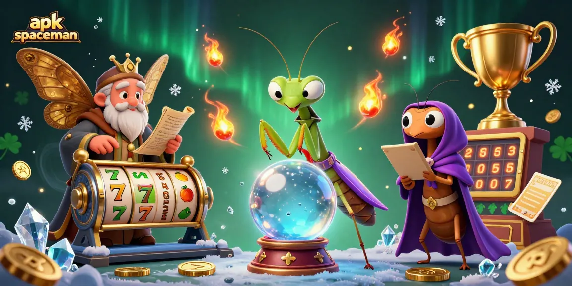 Play engaging slot games with apk spaceman in a magical casino scene featuring vibrant elements.