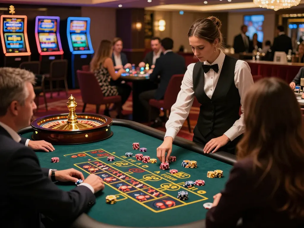 Experience the thrill of betting at cm 88’s luxurious roulette table surrounded by excited players.