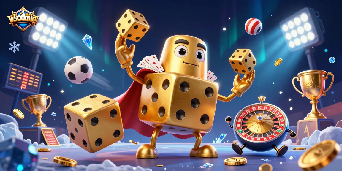 Mengguncang dadu emas wslotdomino di dunia kasino 3D yang penuh warna.