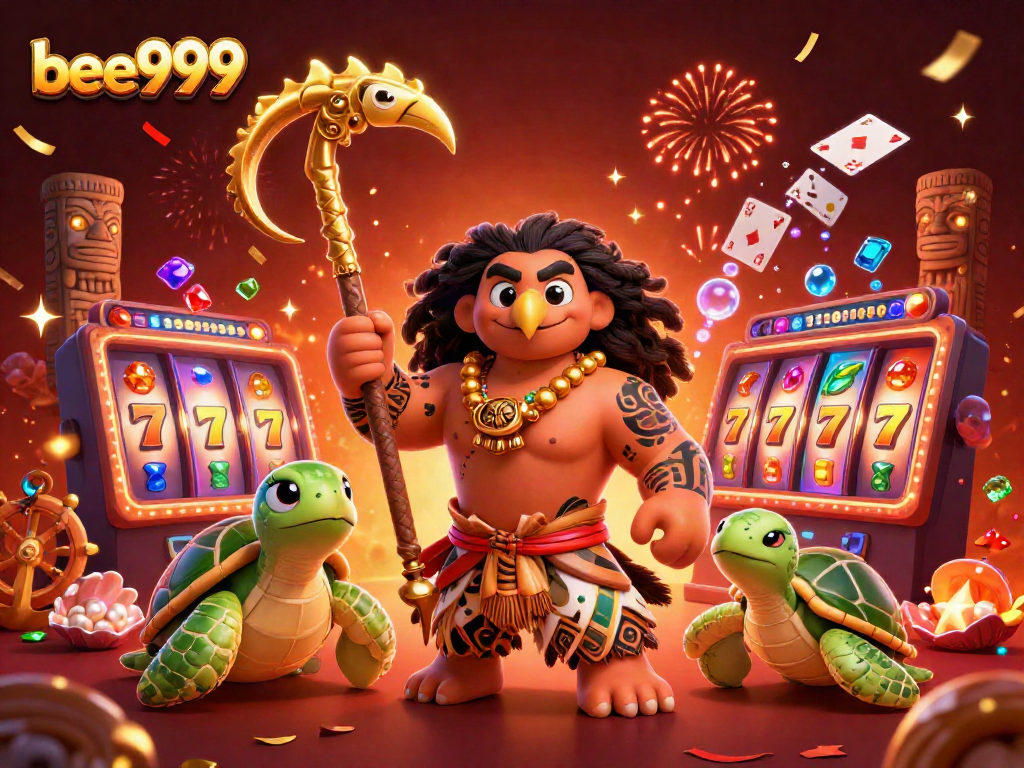 Engage with the vibrant bee999 casino scene showcasing character magic amidst spinning slot reels.