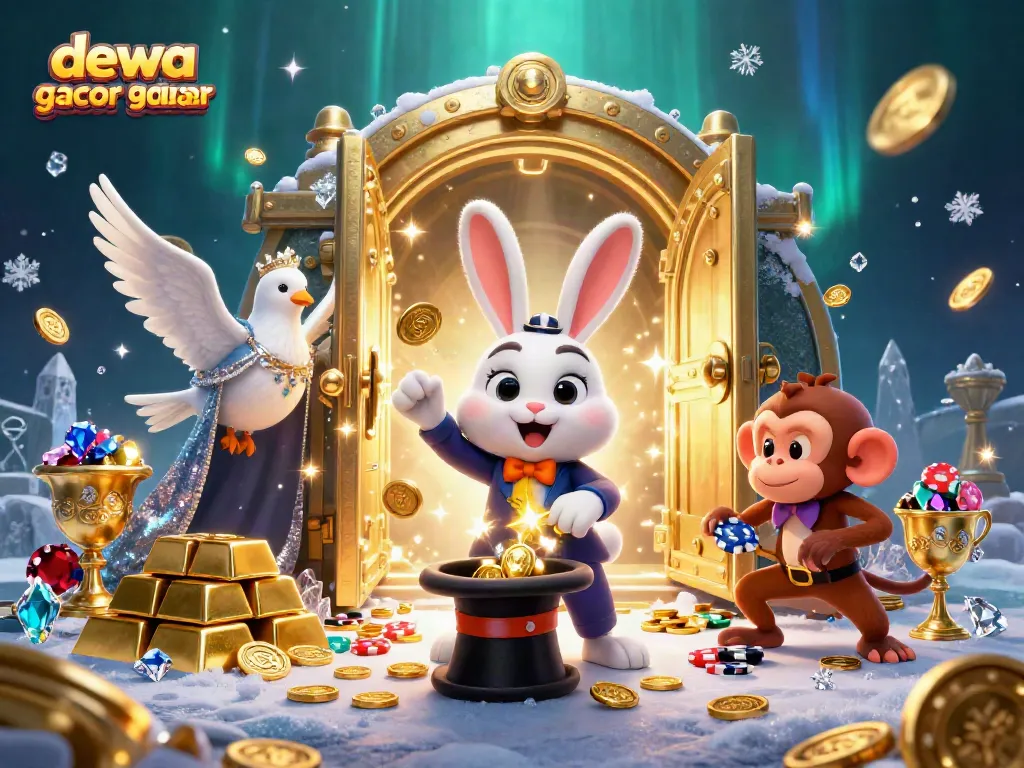Permainan slot dikombinasikan dengan dewa slot gacor online yang menghadirkan suasana ceria dengan pemandangan penuh harta karun.