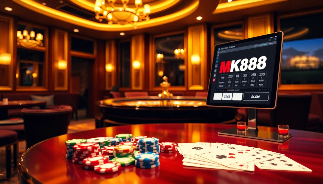 Experience the thrill of gambling on MK8.COM with stunning casino visuals featuring roulette and poker.