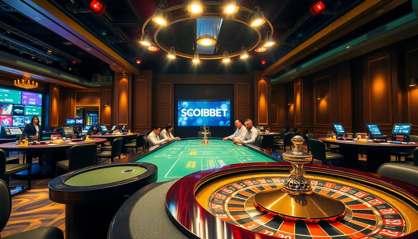 Experience thrilling gaming at SOIBET casino with a vibrant roulette wheel and excited players.