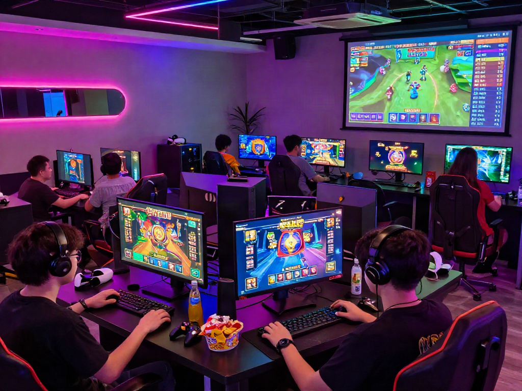 Exciting gaming scene featuring players engaged with slot gacor games in a vibrant atmosphere.
