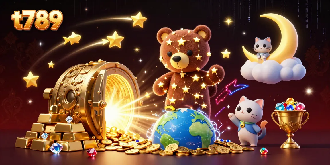 Experience the enchanting t789 gaming world with golden treasures and celestial characters.