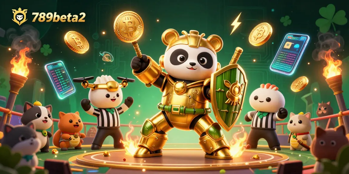 Witness the exciting world of 789beta2, featuring a golden panda battling in an immersive gambling arena.