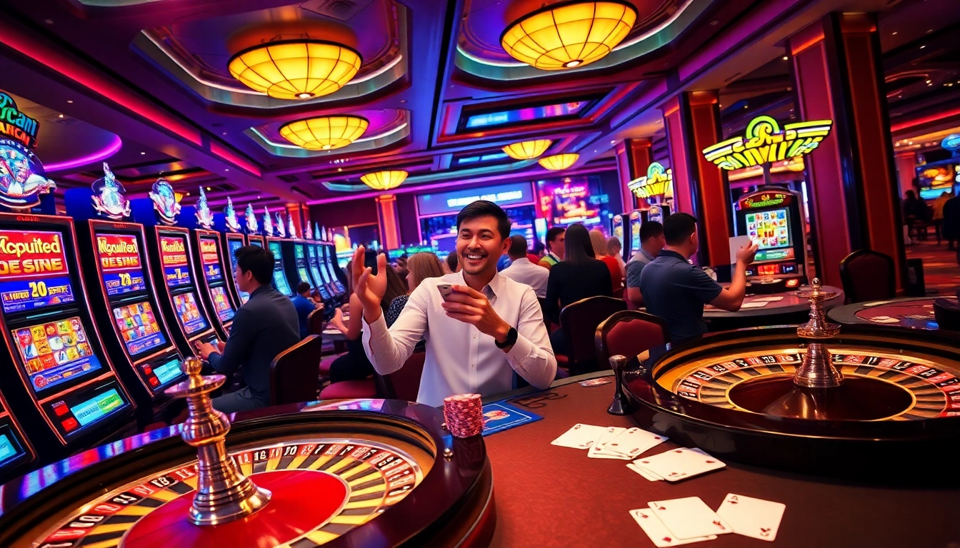 Experience the thrill of winning with qqmacan login in a vibrant casino ambiance filled with slot machines.