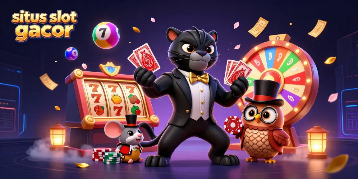 Ilustrasi situs slot gacor dengan panther, burung hantu, dan tikus beruntung di dunia kasino.