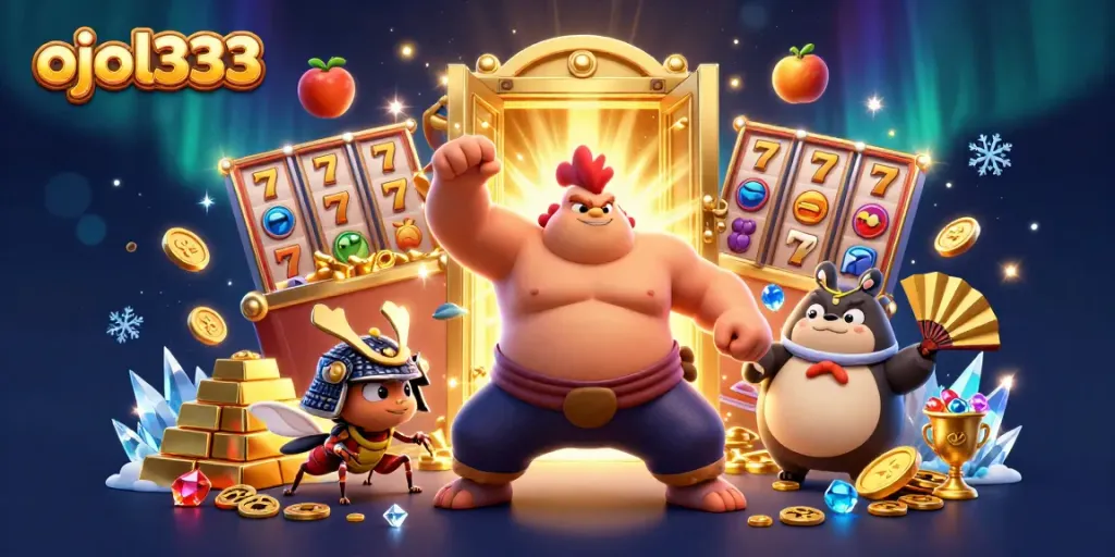 Engage with the thrilling ojol333 gambling experience featuring animated characters and dynamic slot elements.
