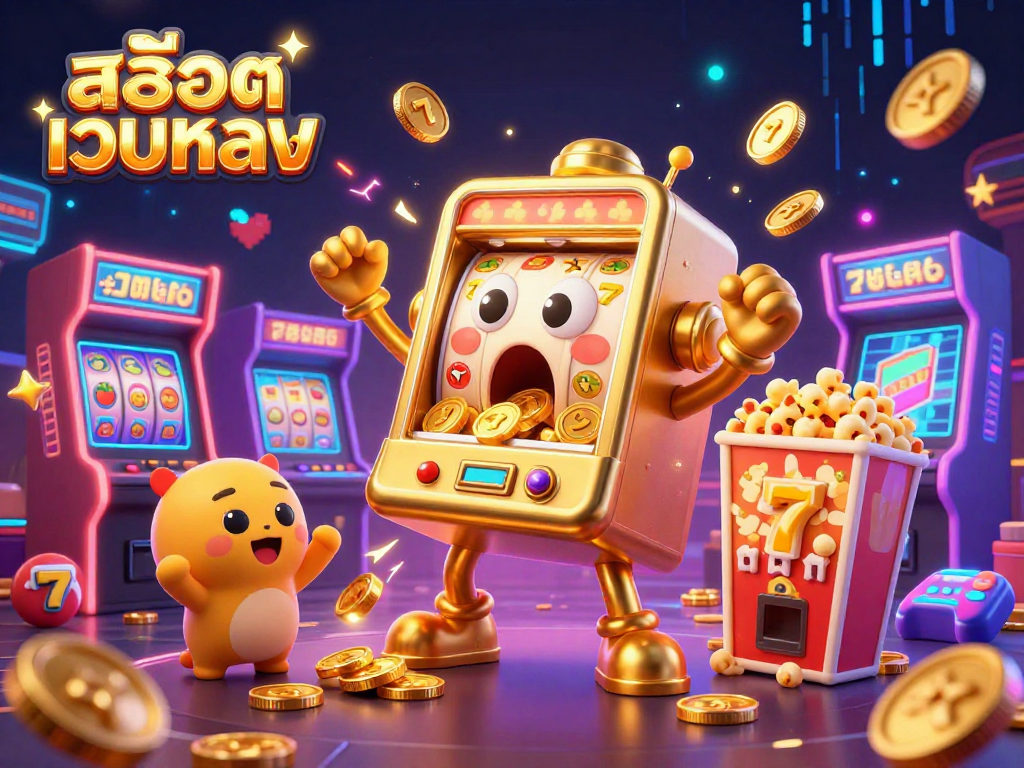 Experience thrilling wins with the stunning สล็อตเว็บตรง slots, featuring golden machines and dynamic game elements.