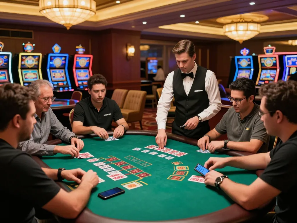 Play blackjack at zx88's vibrant casino floor with players and dealers in action, showcasing excitement and strategy