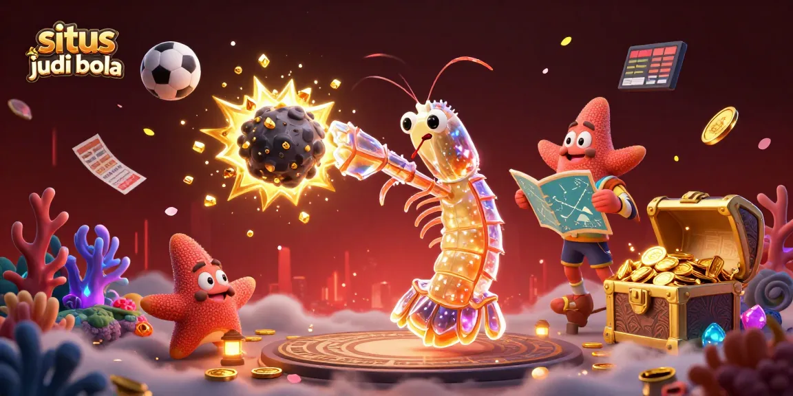Experience situs judi bola with a dynamic gaming scene featuring a galactic mantis shrimp and starfish in action.