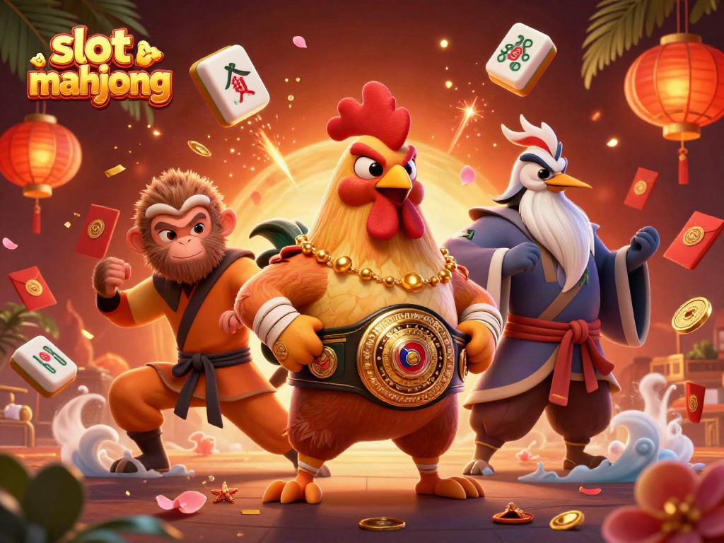 Experience exciting slot mahjong gameplay with vibrant characters and dynamic casino elements.