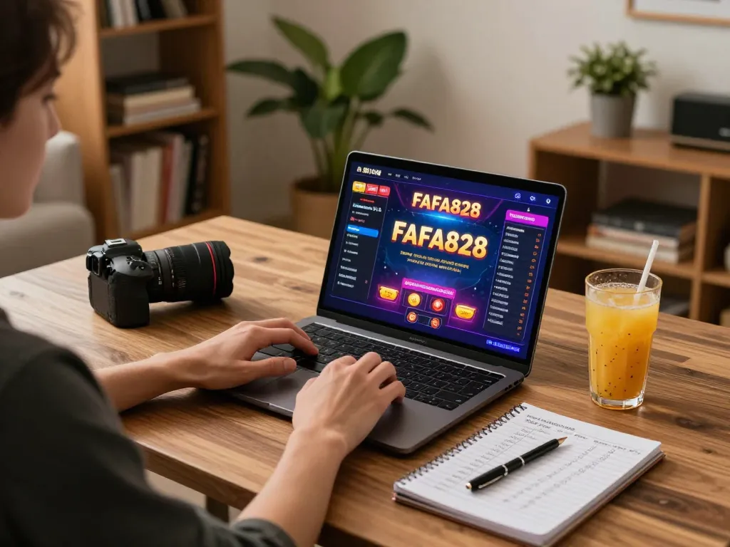 FAFA828 user engaged in online gaming strategy session at home