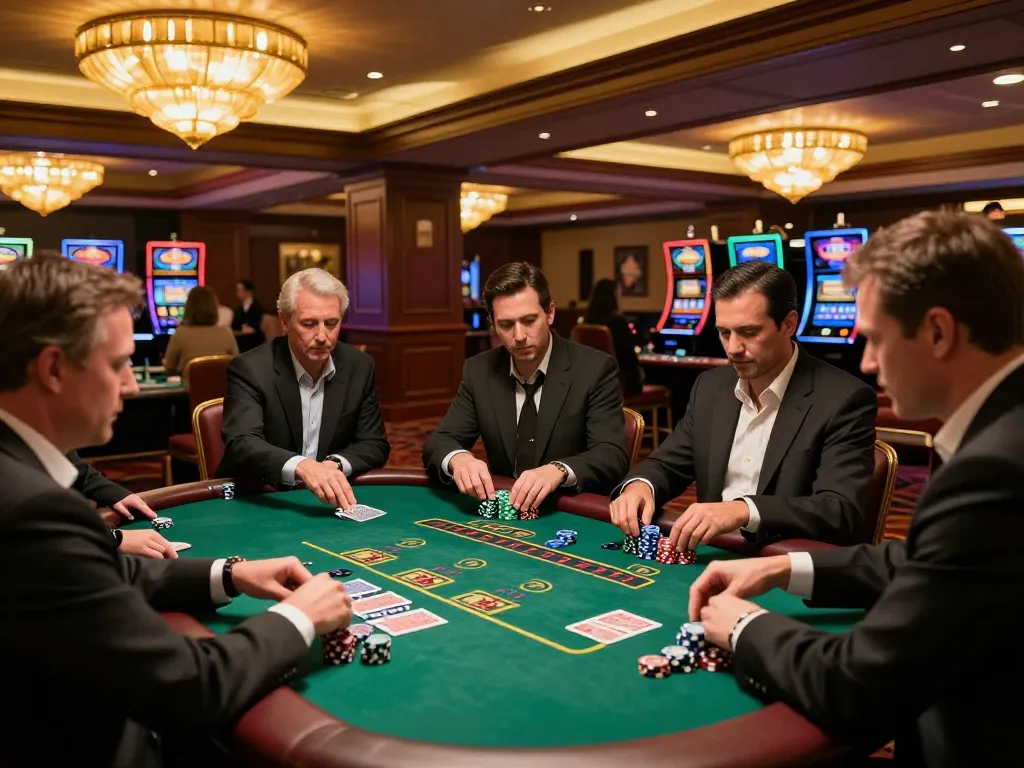 Players engaging in an intense TT88 blackjack game with bets placed on the felt table.
