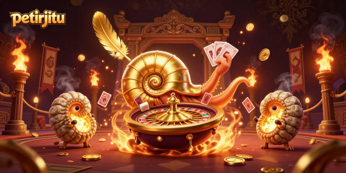 Menangkan permainan di petirjitu dengan ilustrasi nautilus raksasa dan kartu.