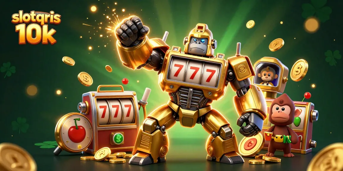 Experience thrilling slots with slot qris 10k as golden gorilla mech powers up, surrounded by chance and excitement.