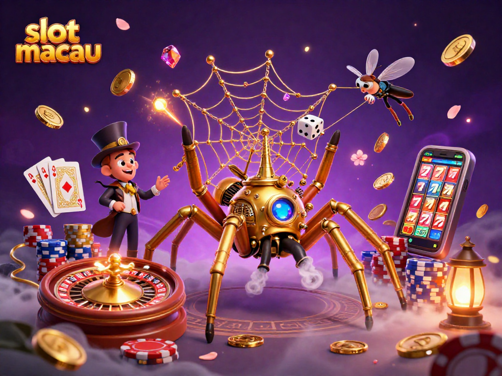 Engage with the thrilling world of slot macau as golden spiders spin webs of chance among cascading coins and vibrant cards.
