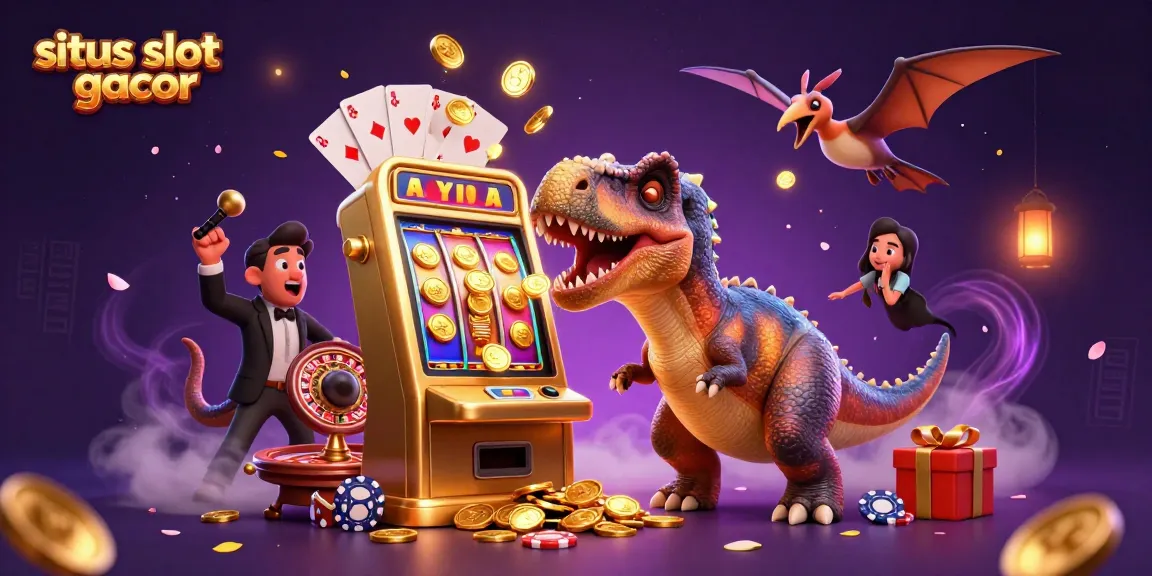 Permainan situs slot gacor menampilkan karakter dinosaurus yang melakukan headbutt pada mesin slot emas.