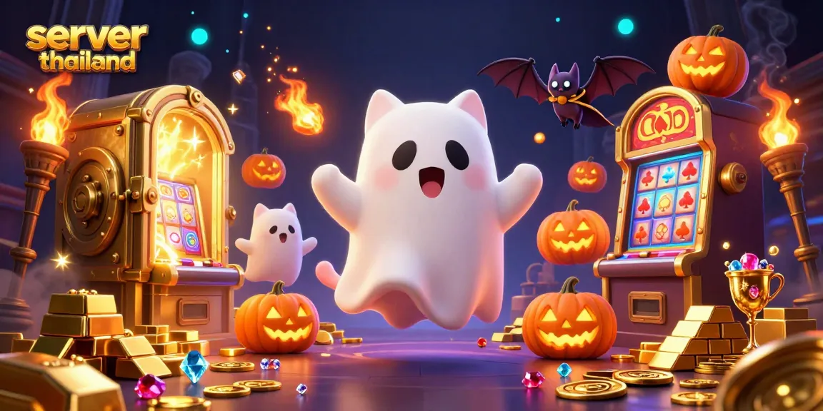 Engage with the vibrant casino energy featuring server thailand in a haunted casino scene.