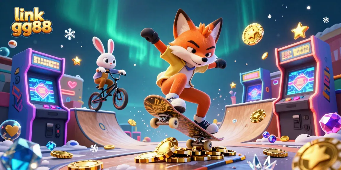 Experience thrilling gaming action with link gg88 as a fox does tricks over golden poker chips in this vibrant casino world.