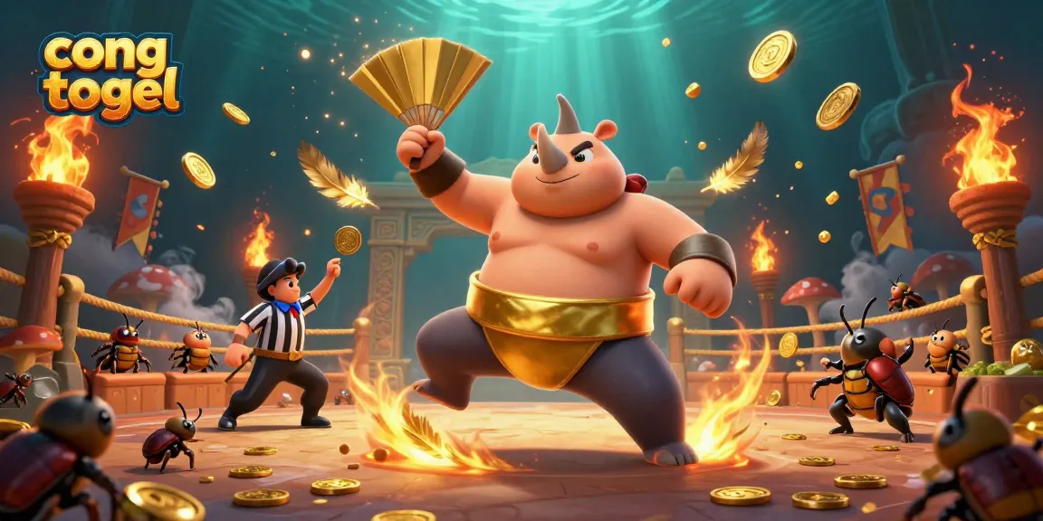 Experience thrilling gaming action with cong togel, featuring a beetle sumo champion in a dynamic arena.