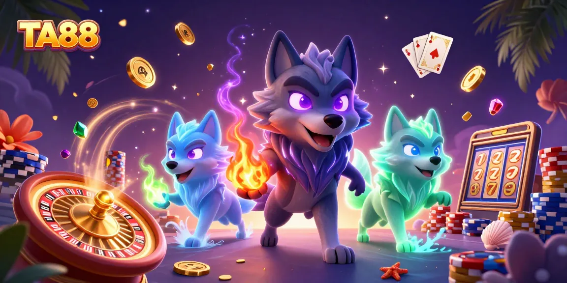 Engage with TA88's electrifying casino atmosphere as a shadow wolf leads the adventure.