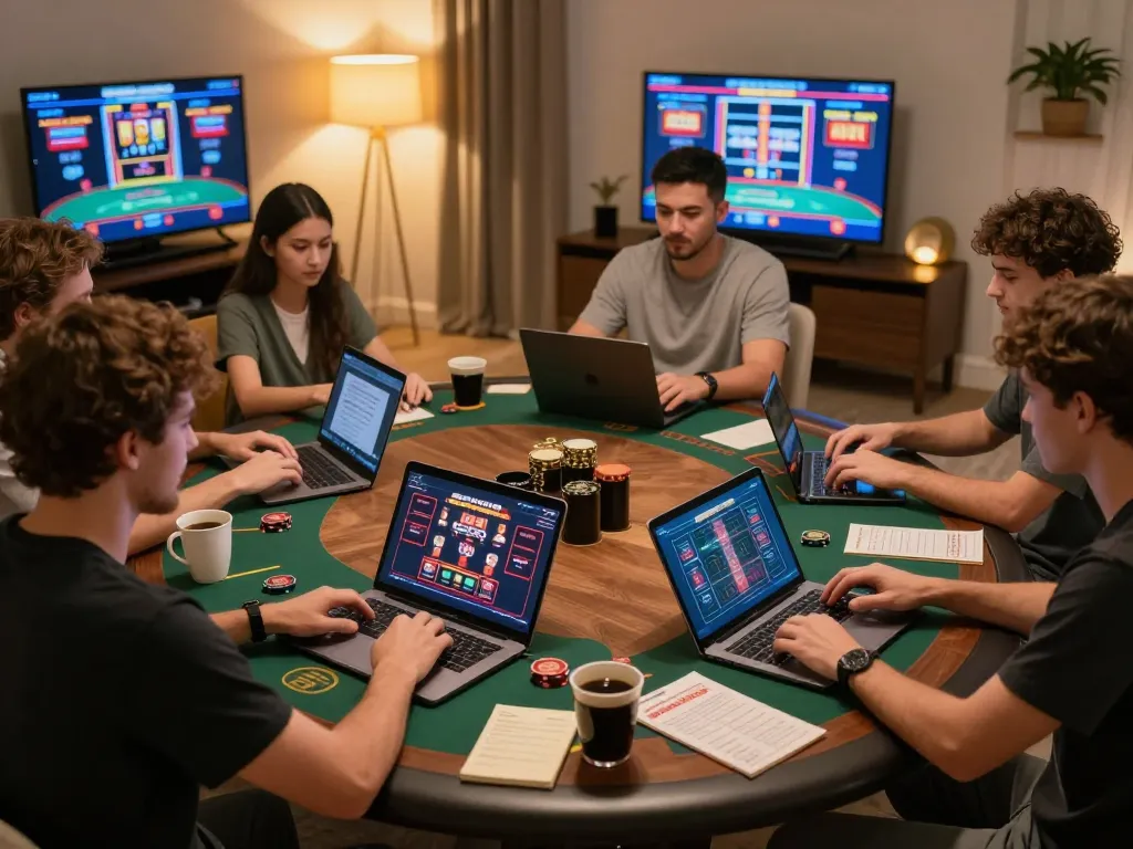 Engaging in online gaming at home, exploring casinoatlas options with stylish setups and strategic notes