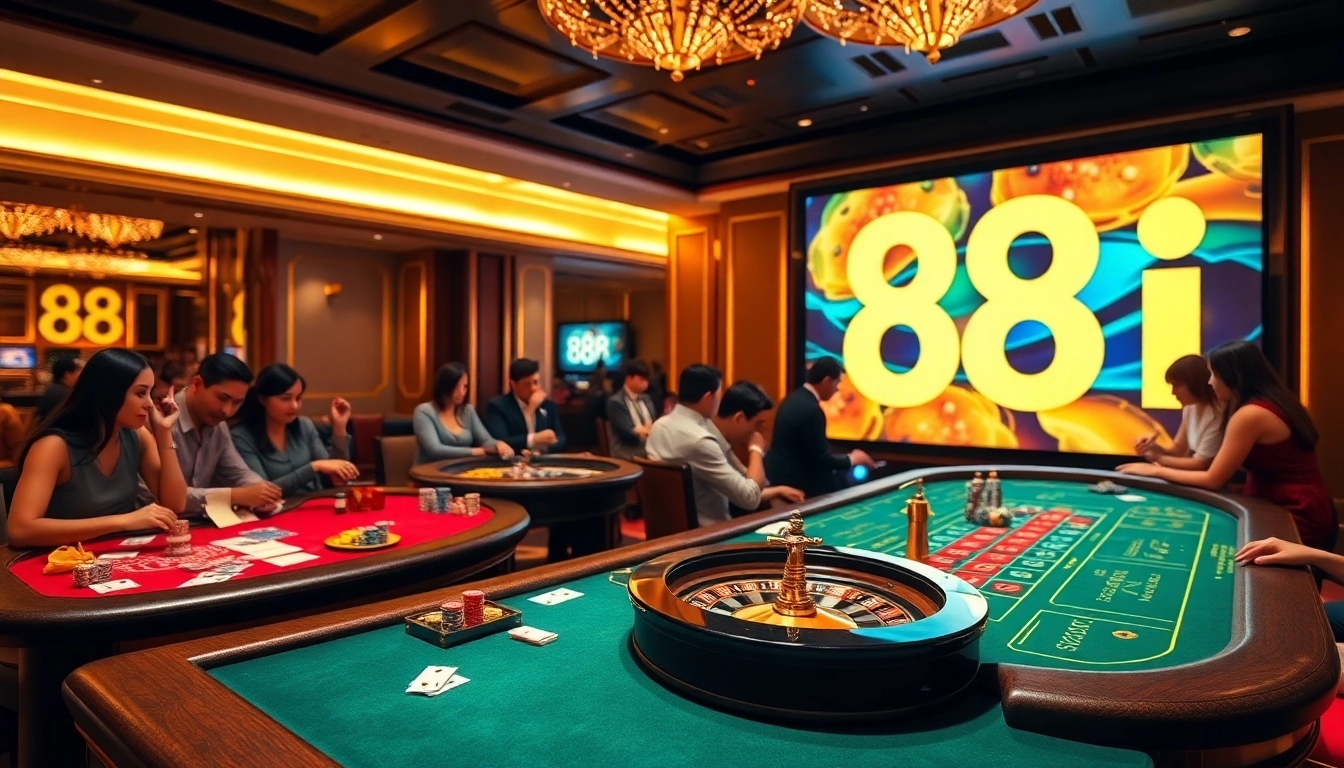 Experience thrilling baccarat action at 88i casino with vibrant gaming atmosphere and engaging players.