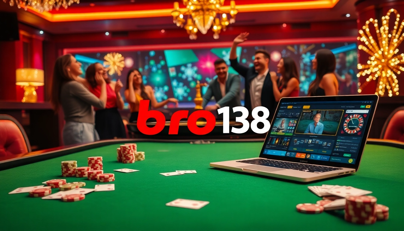 Experience the excitement of bro138 with vibrant casino games, poker tables, and roulette wheels.