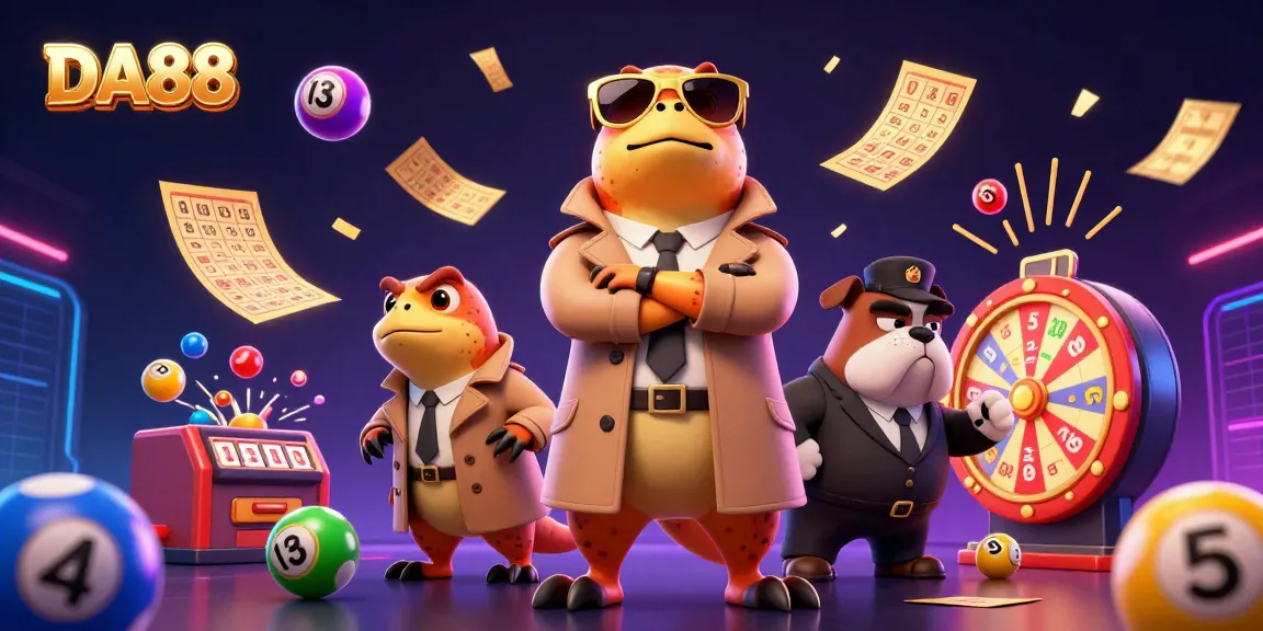 Catch DA88's raptors entering a VIP casino lounge amidst numbered lottery balls and vibrant prizes.