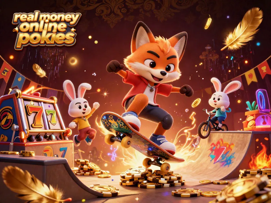 Experience thrilling real money online pokies with vibrant characters and energetic casino elements.
