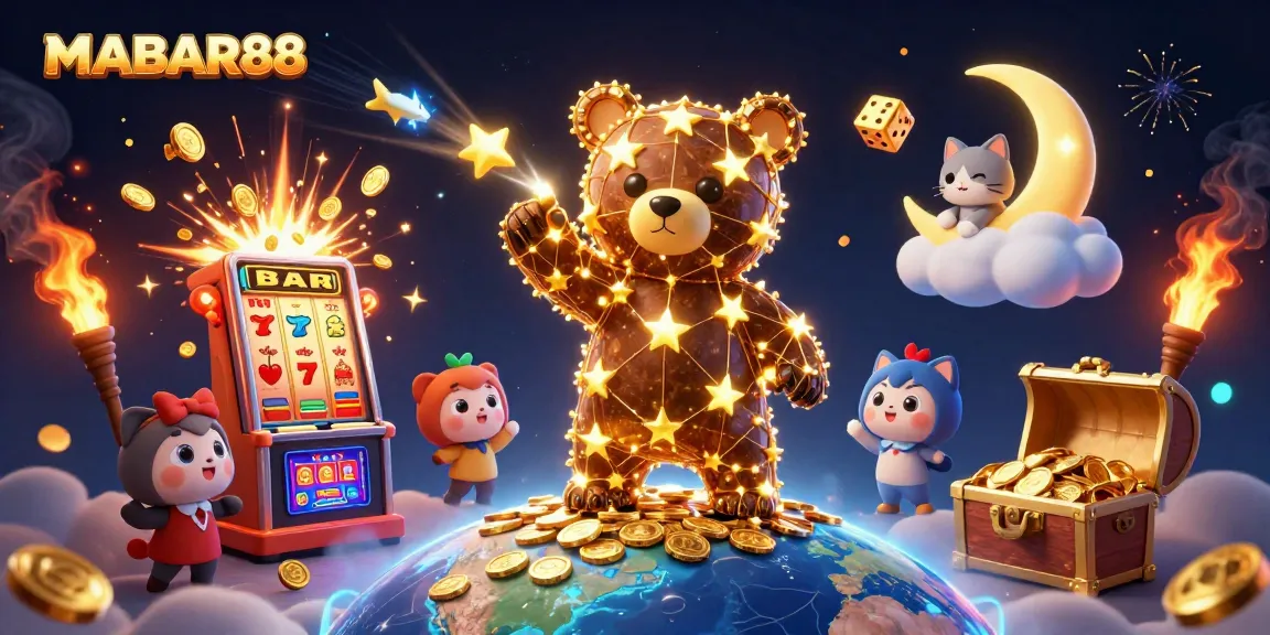 MABAR88 inspires thrilling gaming with a rich cosmic scene of a constellation bear collecting coins.