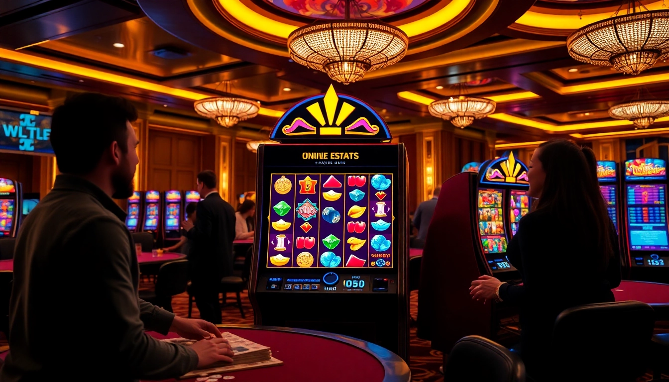 Playing slot online for big wins at an exciting casino setting with vibrant slots.