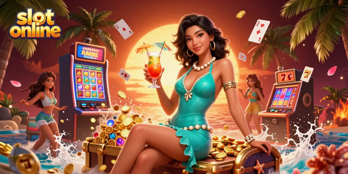 Putar gulungan dan menangkan di adegan kasino slot online yang cerah ini dengan detail yang menakjubkan.