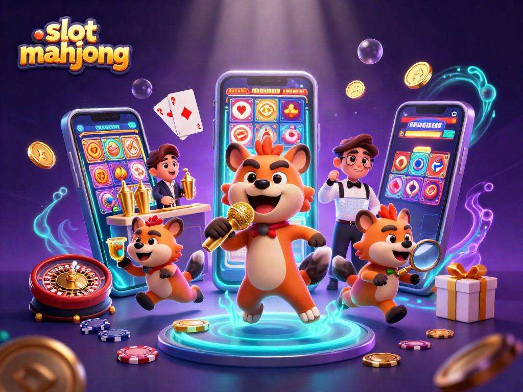 Engage in a vibrant slot mahjong adventure with hyenas in a casino party scene.