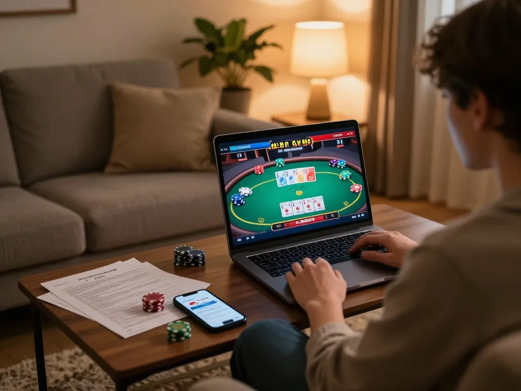 Engaging with fly88mb app while enjoying online casino gaming at home.