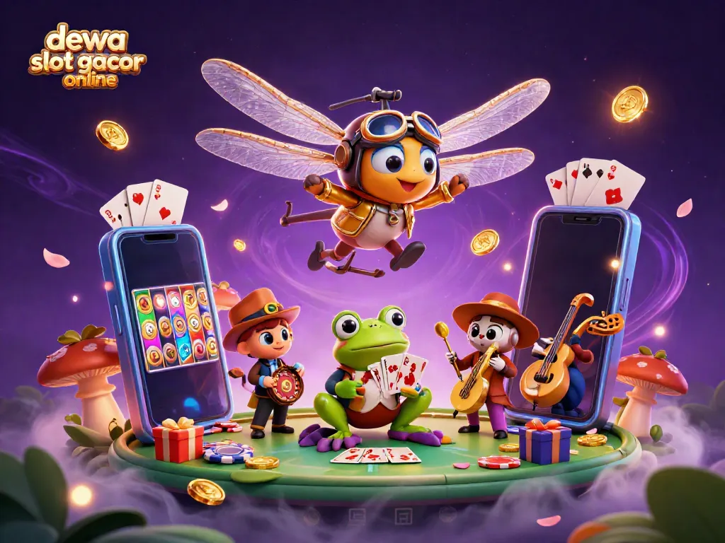Gambaran menarik tentang dewa slot gacor online dengan elemen kasino yang bersemangat.