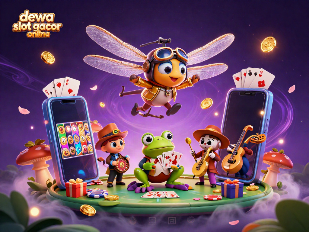 Gambaran menarik tentang dewa slot gacor online dengan elemen kasino yang bersemangat.