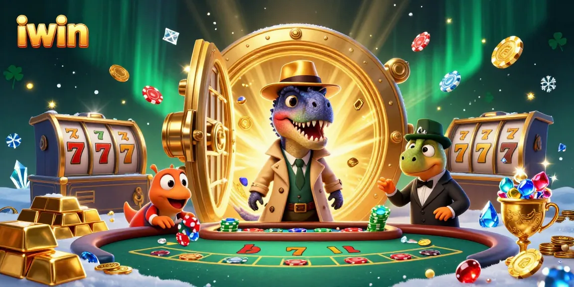 Experience exciting gameplay with iwin at a blackjack table, featuring playful cartoon dinosaurs and vibrant casino elements.
