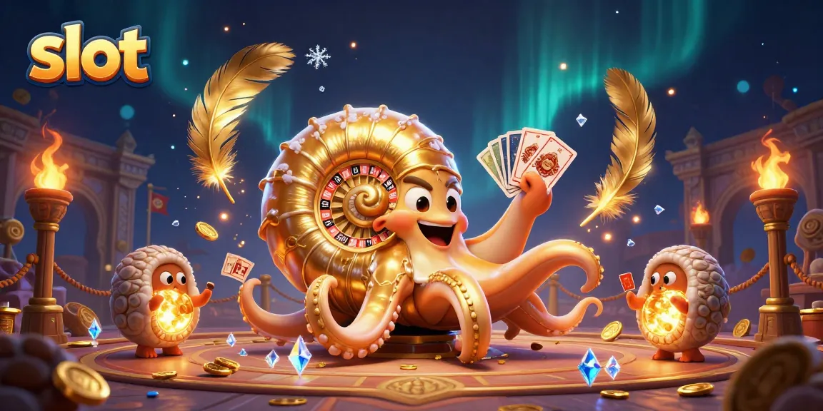 Slot online gacor yang terinspirasi 3D dengan nautilus dan koin berkilau.