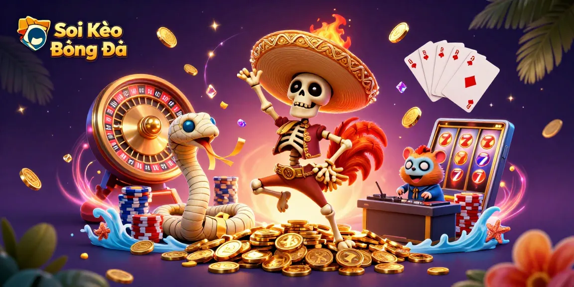 Soi Kèo Bóng Đá visual representation showcasing an engaging 3D casino scene with animated characters.