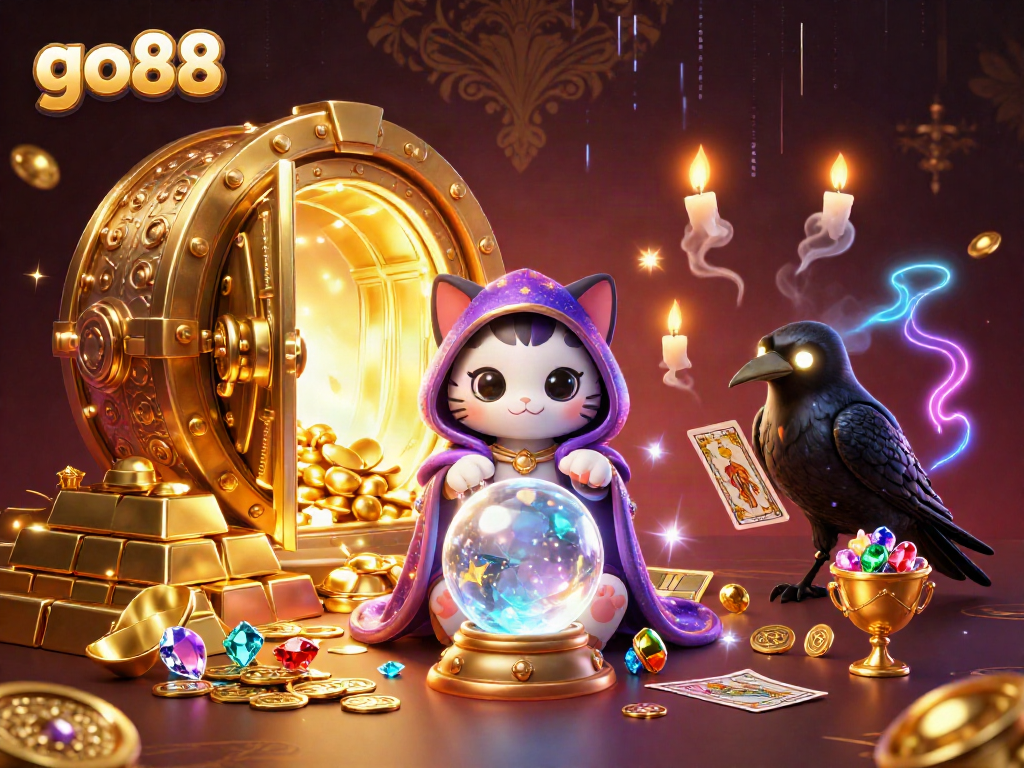 Experience the thrill of go88 with mystical characters in a dynamic casino scene.